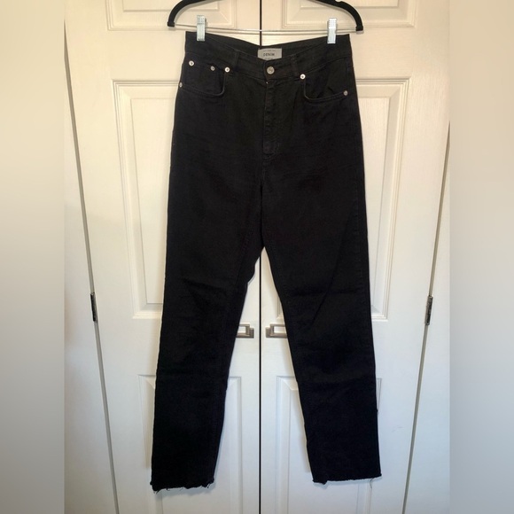 Super Dark / Black New Look Tall High Rise Raw Hem Denim Jeans Size US 6 - Picture 1 of 9